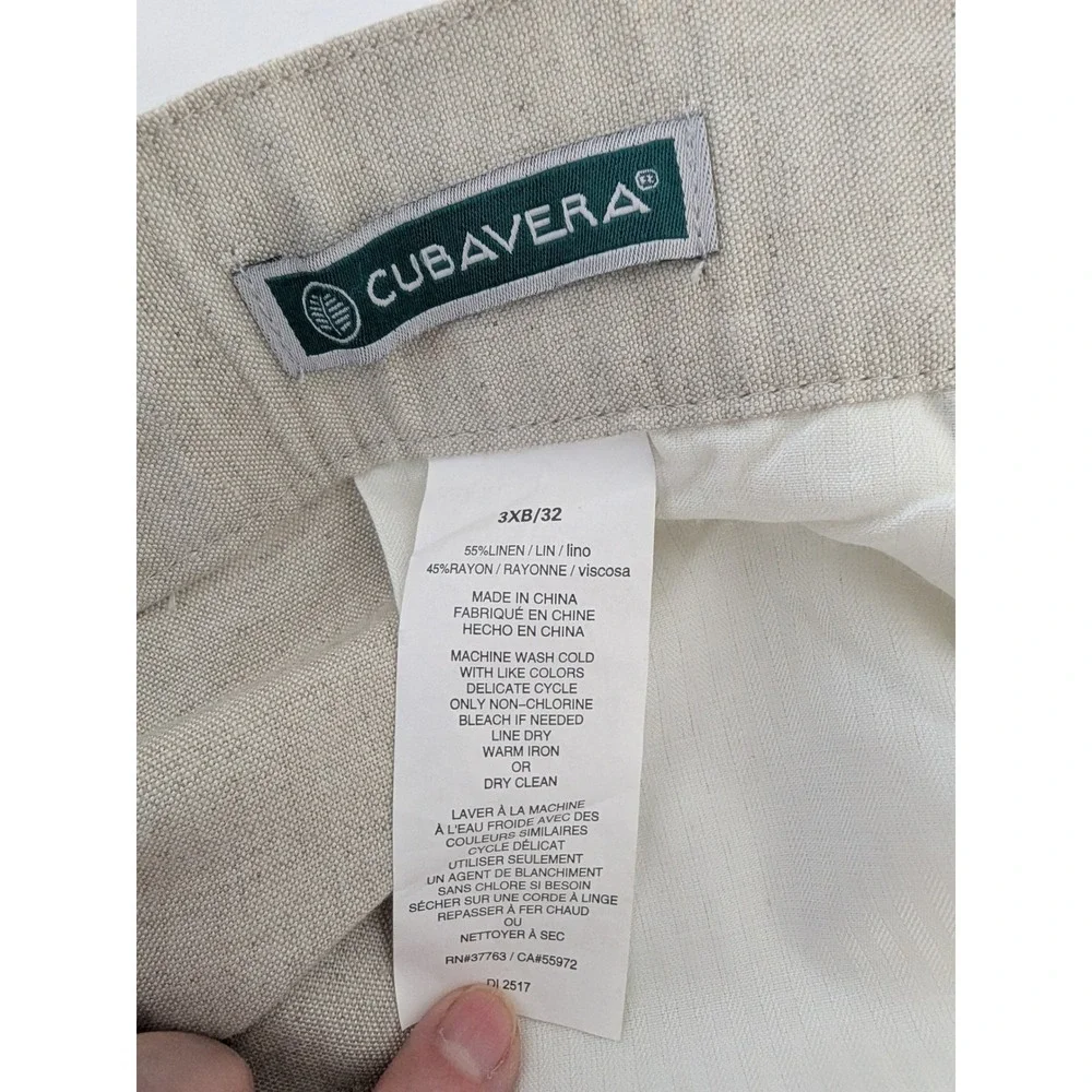 Cubavera Mens 3XB Linen Blend Drawstring‎ Pants Beige Relaxed Straight Leg New